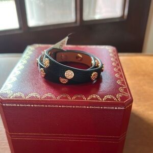 Tory Burch Black and Gold Studded Bracelet